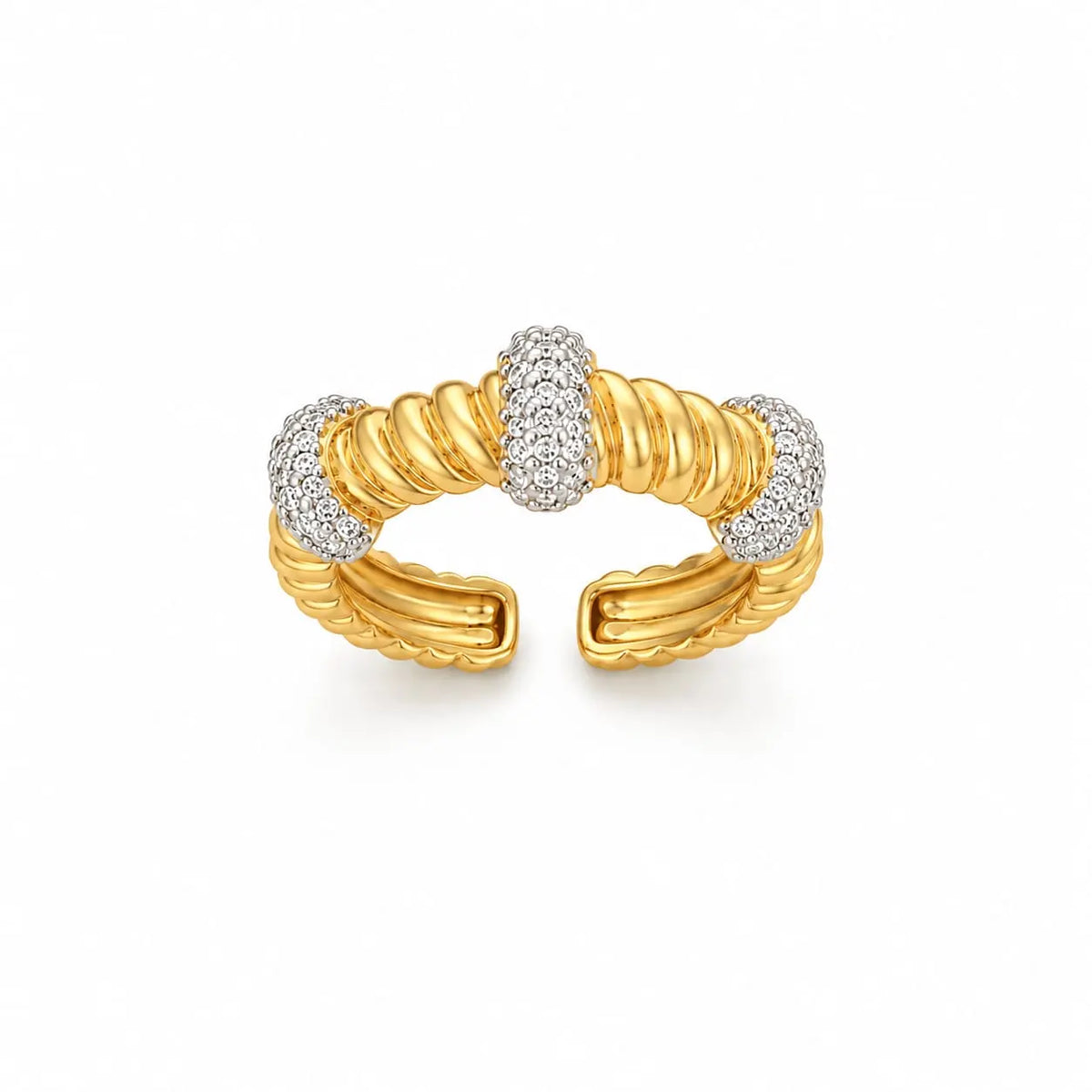 Royal Twisted Rope Pave 18K Gold Ring