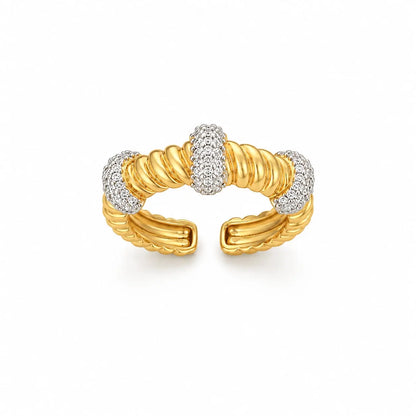 Royal Twisted Rope Pave 18K Gold Ring