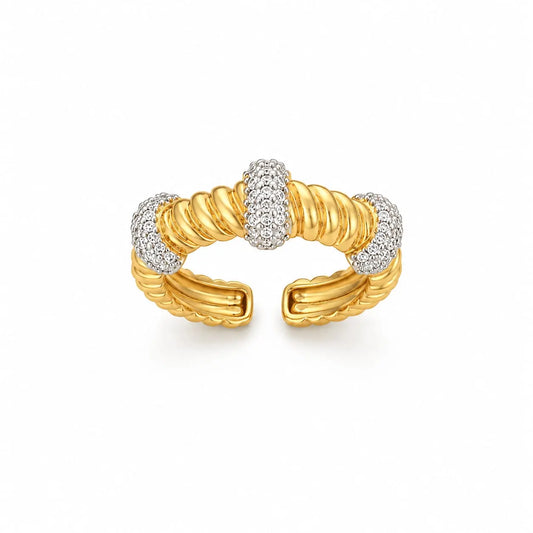 Royal Twisted Rope Pave 18K Gold Ring