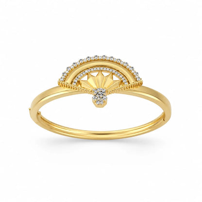 Royal Art Deco Fan Halo Pave 18K Gold Open Ring