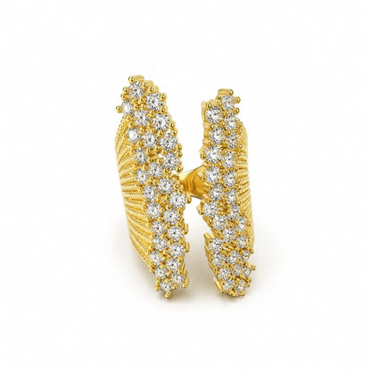 Royal Angel Wing Full Pave 18K Gold Adjustable Statement Ring