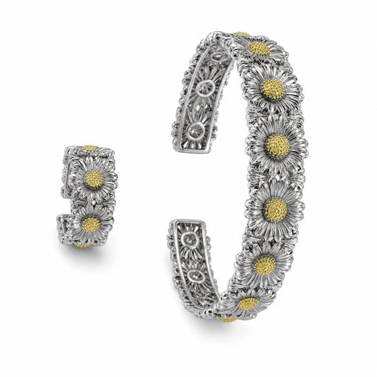 Royal Daisy Two-Tone 18K Gold Bangle & Ring Set