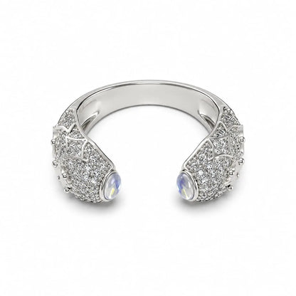 Royal Celestial Moonstone Star Pave Open Ring