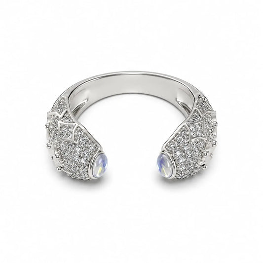 Royal Celestial Moonstone Star Pave Open Ring