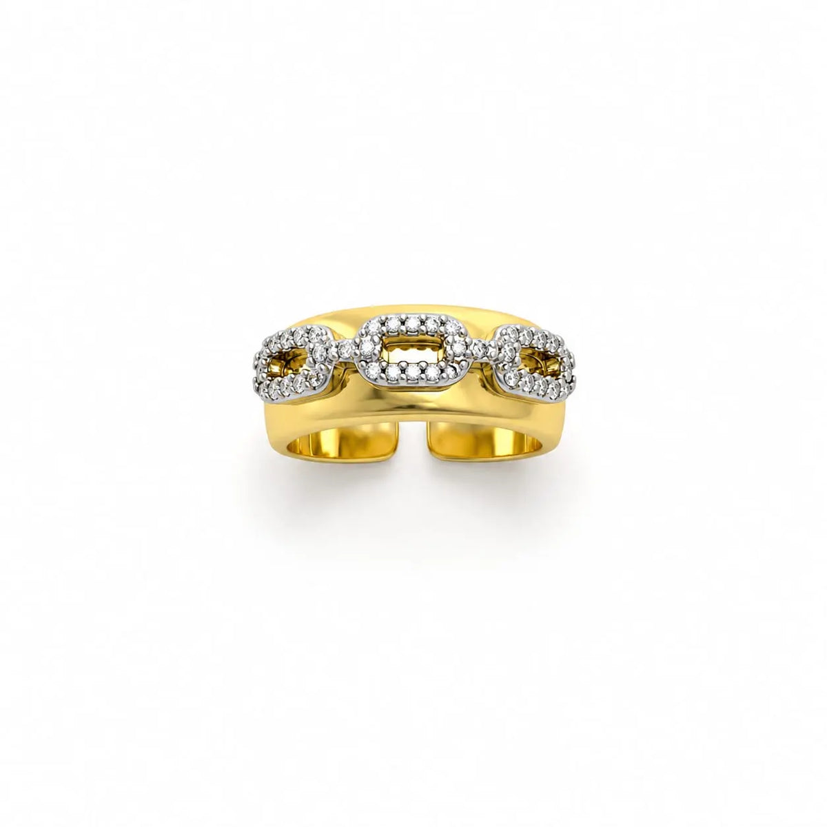 Royal Chain Link Pave 18K Gold Ring