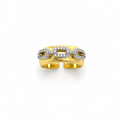 Royal Chain Link Pave 18K Gold Ring