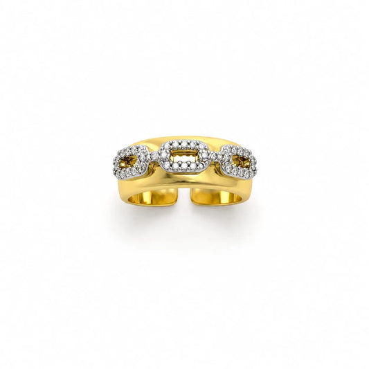 Royal Chain Link Pave 18K Gold Ring