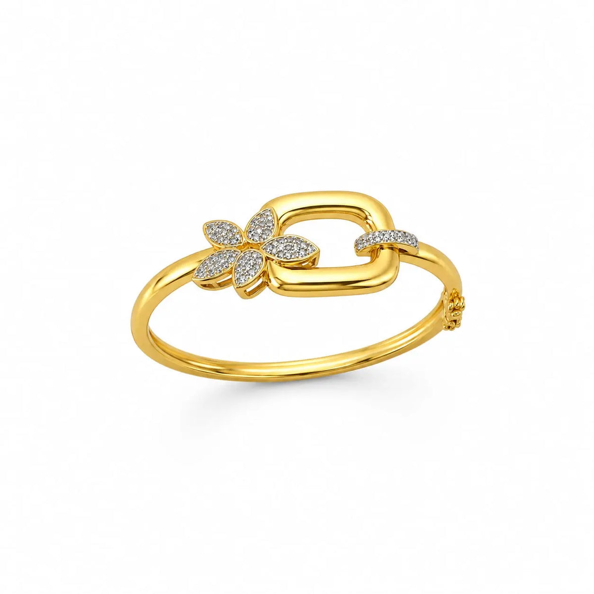 Royal Floral Link 18K Gold Bangle