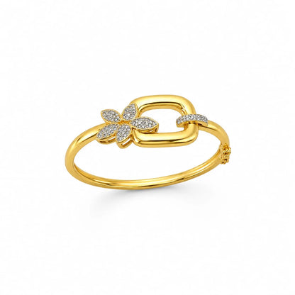 Royal Floral Link 18K Gold Bangle