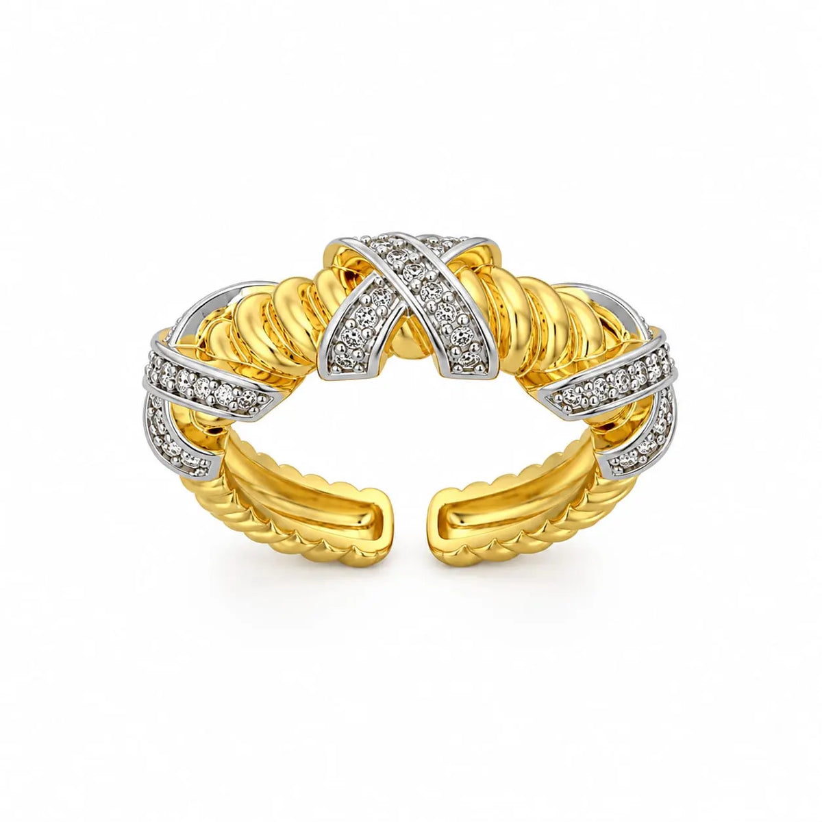Royal X-Cross Rope Two-Tone 18K Gold Ring