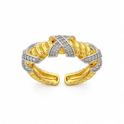 Royal X-Cross Rope Two-Tone 18K Gold Ring