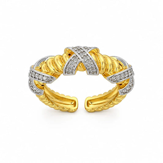 Royal X-Cross Rope Two-Tone 18K Gold Ring