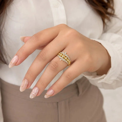 Royal Floral Ball Pave 18K Gold Ring