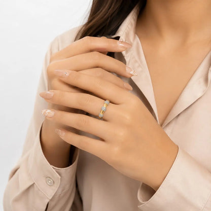 Royal Bamboo Ball Pave 18K Gold Ring