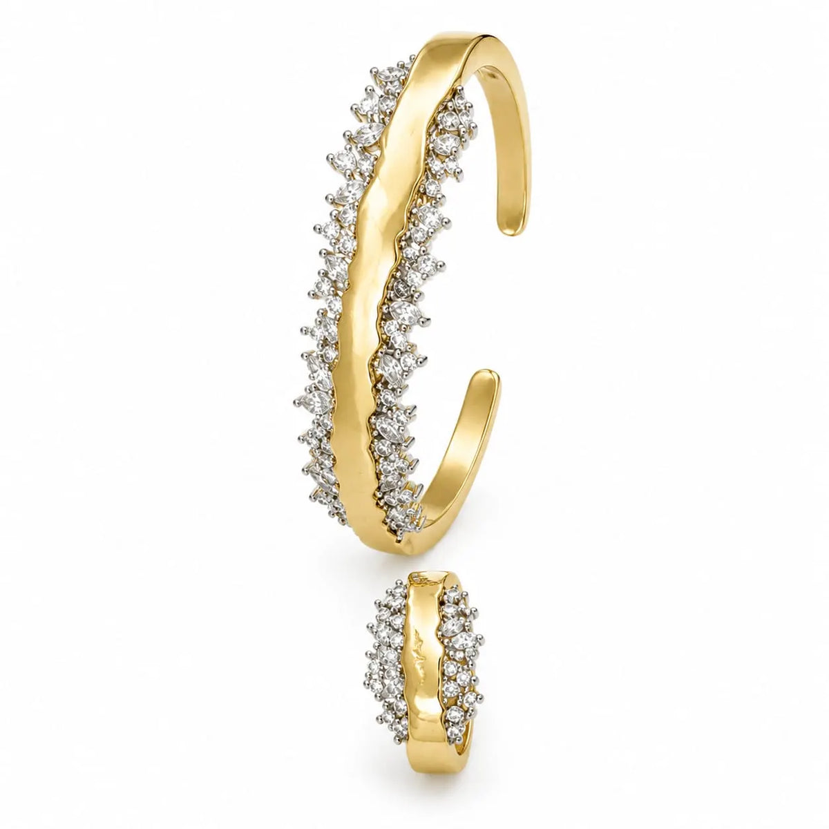 Molten Spark Cluster Gold Cuff & Ring Set