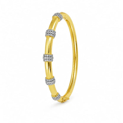 Royal Bamboo Ball Pave 18K Gold Bangle