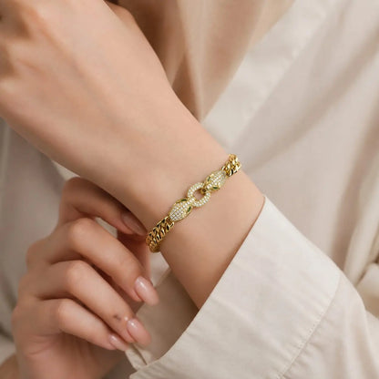 Royal Panther Double Head Cuban Link 18K Gold Bracelet