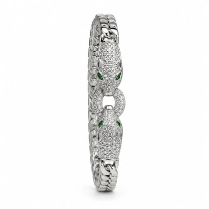 Royal Panther Pave Rhodium Silver Chain Bracelet