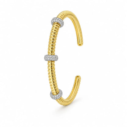 Royal Twisted Rope Pave 18K Gold Cuff Bangle