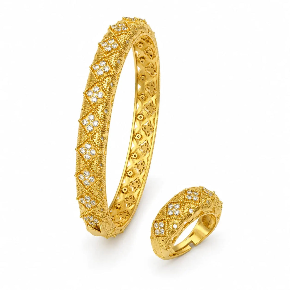 Royal Heritage Filigree Gold Bangle & Ring Set