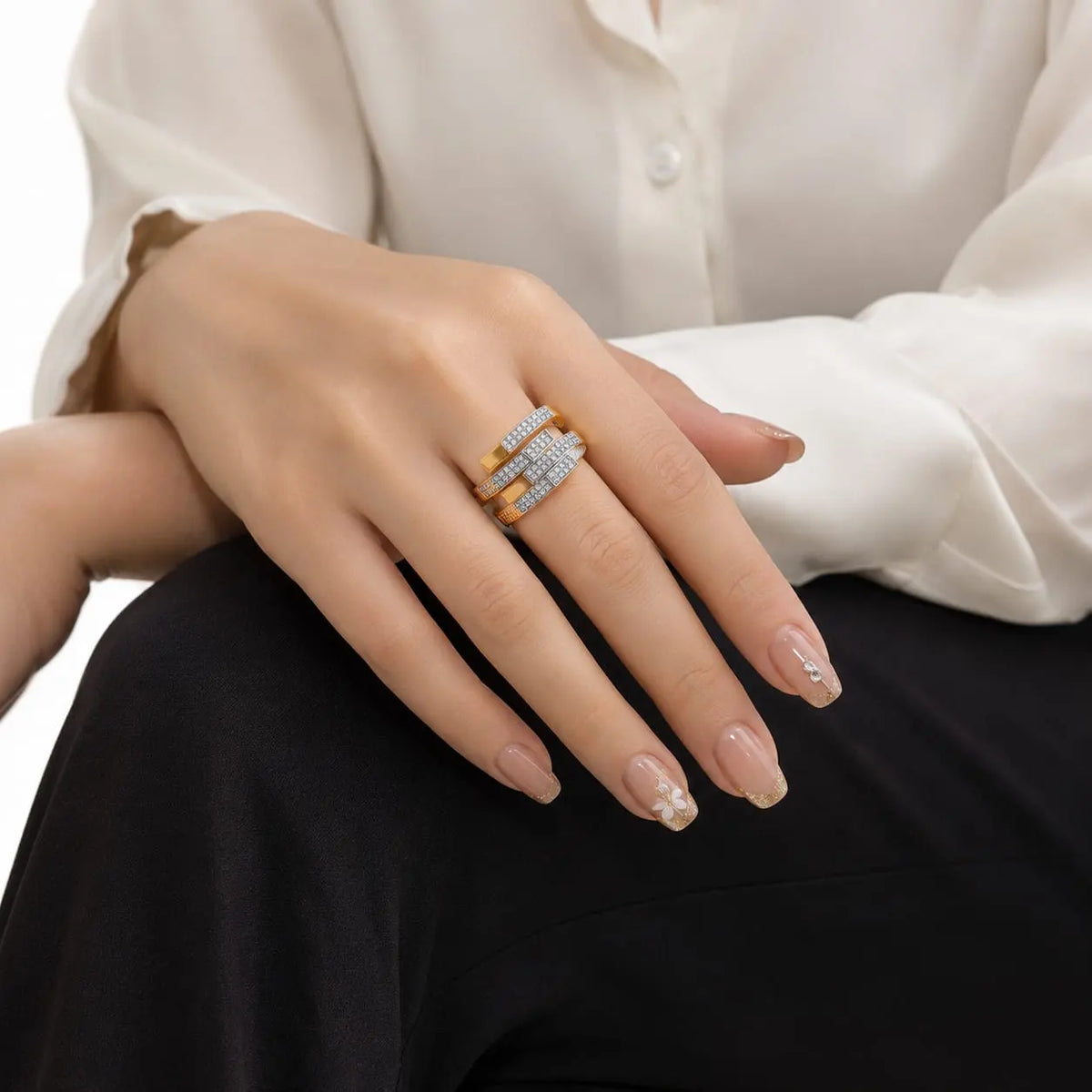 Royal Dual Band Pave 18K Gold Ring