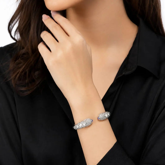 Royal Celestial Star Full Pave Rhodium Silver Bracelet
