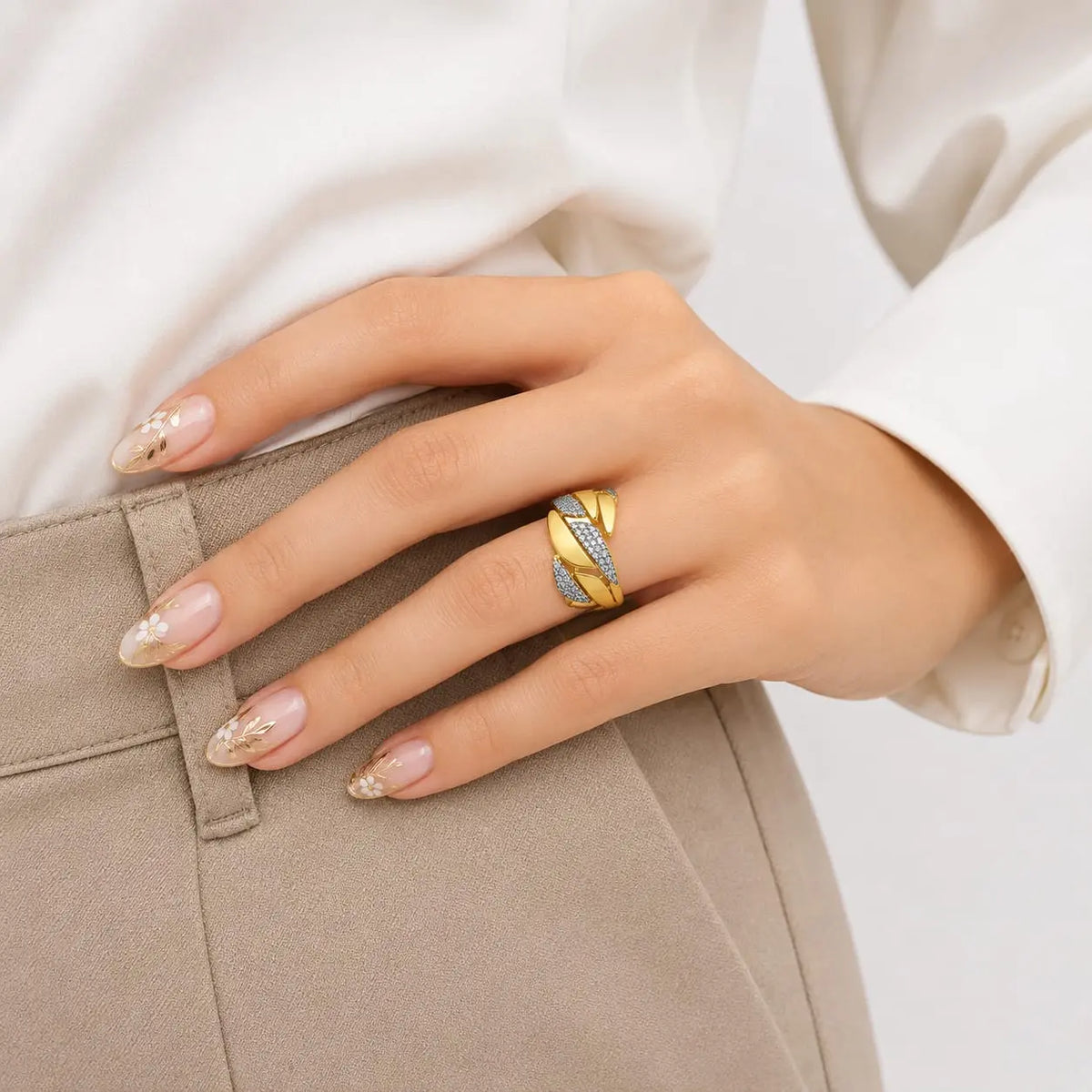 Royal Braided Pave 18K Gold Ring