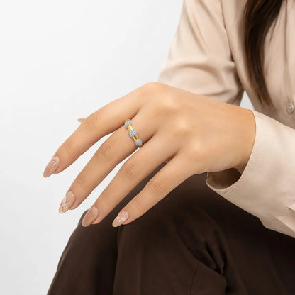 Royal Bamboo Ball Pave 18K Gold Ring