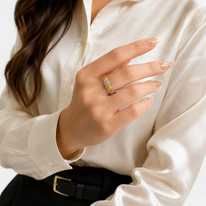 Royal X-Cross Rope Two-Tone 18K Gold Ring