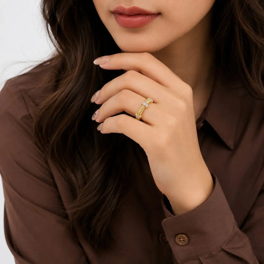Royal Twisted Rope Pave 18K Gold Ring