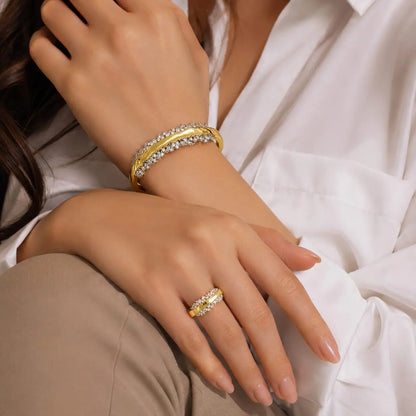 Molten Spark Cluster Gold Cuff & Ring Set
