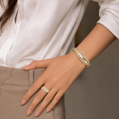 Molten Spark Cluster Gold Cuff & Ring Set