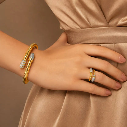 Royal Cobra Tubogas Gold Bangle & Ring Set