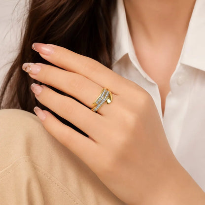 Royal Four Petal Butterfly Full Pave 18K Gold Delicate Ring